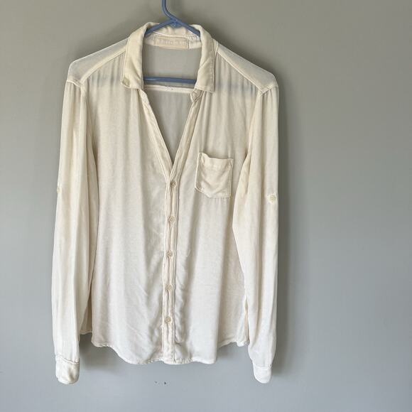 CP Shades x Gorsuch Catrin Washed Velvet Shirt Silk Ivory L Button Front NEW - Picture 6 of 6